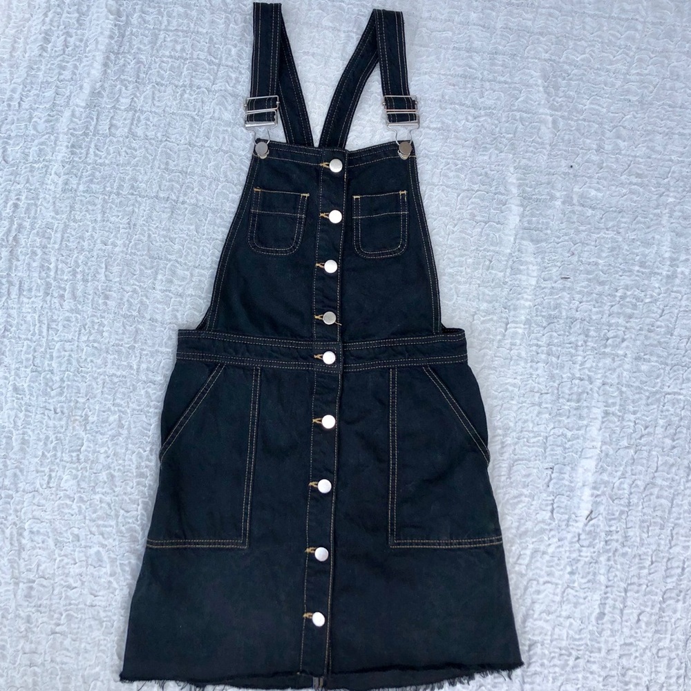 ASOS Black Denim Pinafore Dress